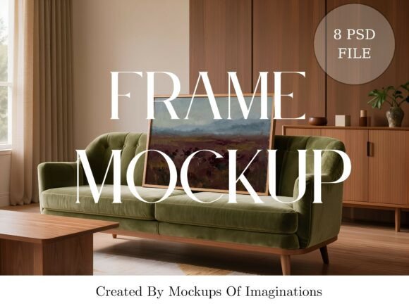 Download Green Sofa &amp; Wood Frame Mockup Bundle - Mockup bundle Collection