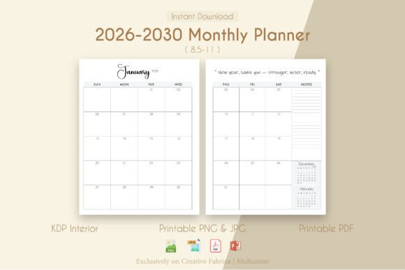 Download 2026–2030 Monthly Planner PDF - Premium Resources