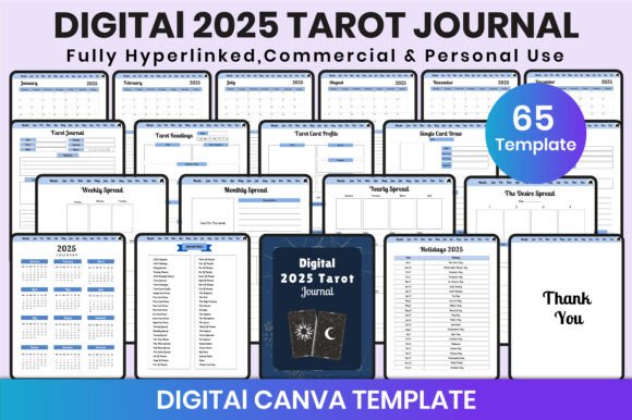 Download Digital 2025 Tarot Journal for Canva KDP - 2025 tarot journal Collection