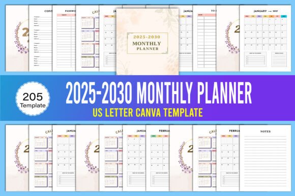 Download 2025-2030 Monthly Planner Canva - Premium Resources