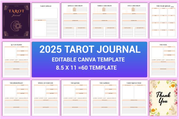 Download Editable 2025 Tarot Journal Interior - 2025 tarot journal Collection