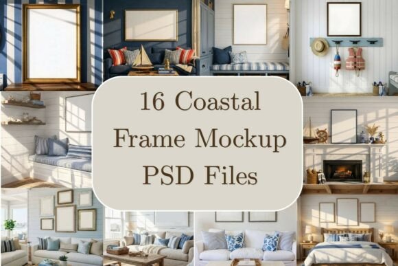 Download 16 Coastal Wood Frame Mockup Bundle - Mockup bundle Collection