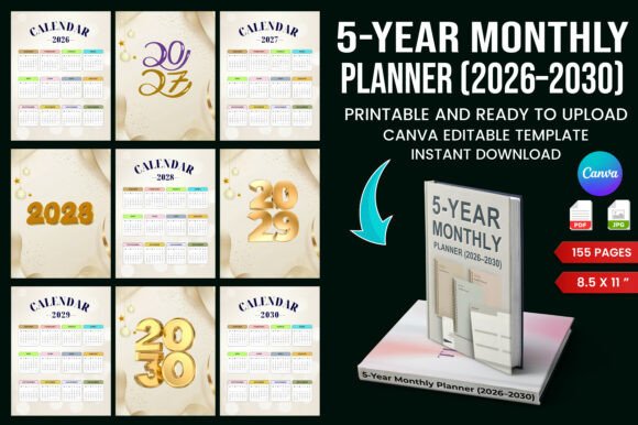Download 5-Year Monthly Planner (2026–2030) - Premium Resources