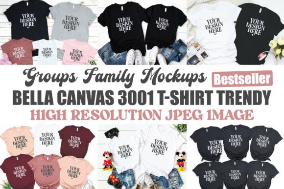 Download Bella Canvas 3001 Family Mockup Bundle - Mockup bundle Collection