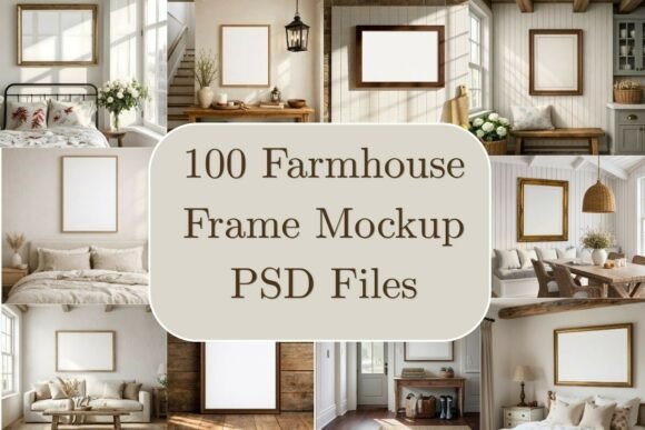 Download 100 Farmhouse Wood Frame Mockup Bundle - Mockup bundle Collection