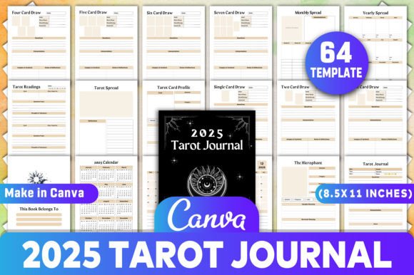 Download 2025 Tarot Journal Canva KDP Interiors - 2025 tarot journal Collection