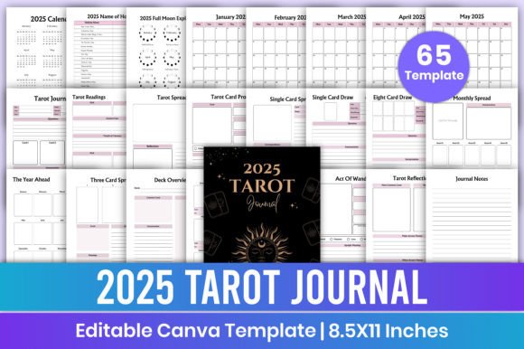 Download 2025 Tarot Journal Canva Template - 2025 tarot journal Collection