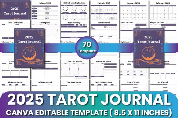 Download 2025 Tarot Journal Canva Templates - 2025 tarot journal Collection