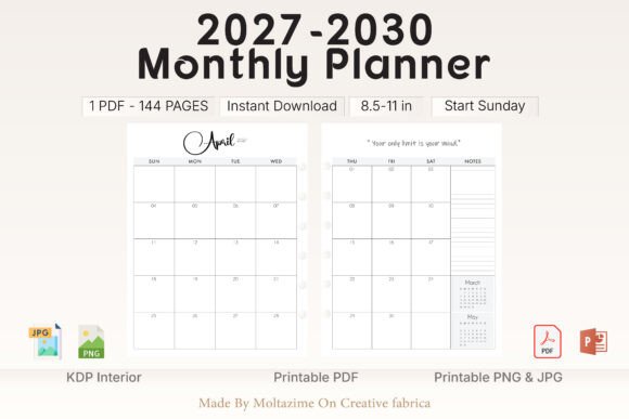 Download 2027–2030 Monthly Planner Printable - Premium Resources