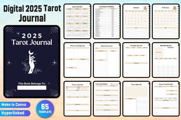 Download Digital 2025 Tarot Journal Canva Kdp - 2025 tarot journal Collection