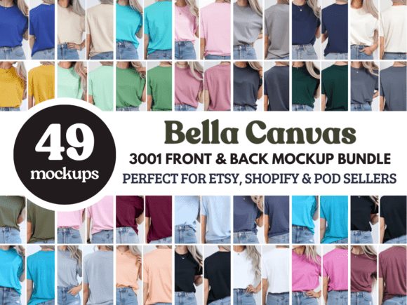Download BC3001 Front &amp; Back Tshirt Mockup Bundle - Mockup bundle Collection